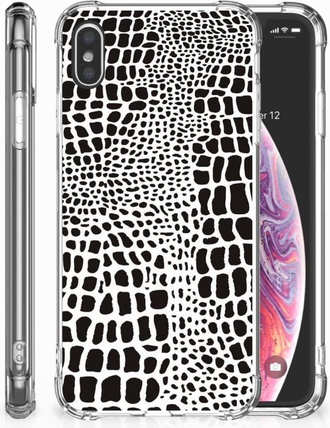 Back Cover voor Apple iPhone Xs Max Case Anti-shock Slangenprint