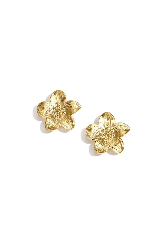 Bijoutheek Button Cover - Knoop Clip Bloem Goudkleurig