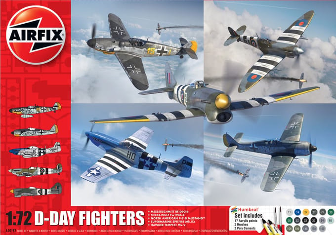 Airfix Modelbouwpakket Vliegtuigen - 50192 D-Day Fighters - 5 Vliegtuigen - Geschenkset Plastic - 1:72 - Modelbouw