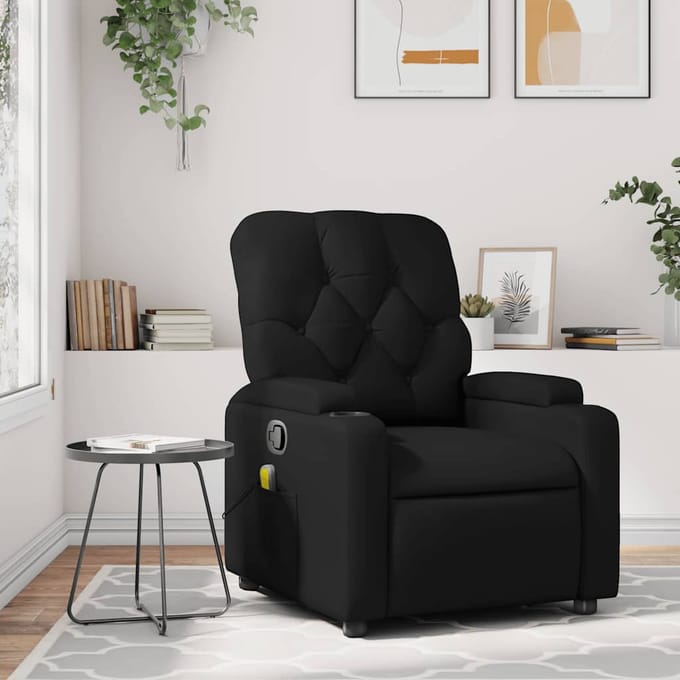 vidaXL - Massagestoel - van - zwart - kunstleer