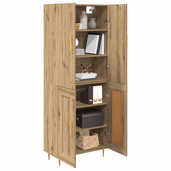 vidaXL - Highboard - Artisan - Eiken - 69,5 - x - 34 - x - 180 - cm - Bewerkt - hout