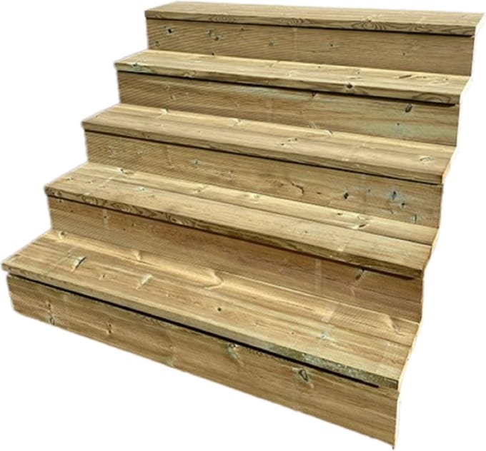 BERLIN Houten Buitentrap - 5 Gesloten Treden 88 cm Hoog - 120 cm Breed