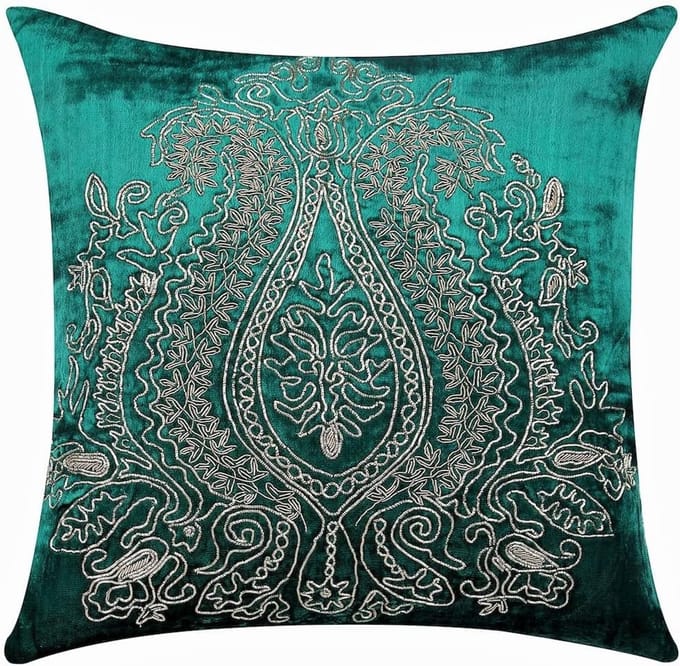 Set van 2 Decoratieve Sierkussens Fluweel Groen Paisley 60x60 cm