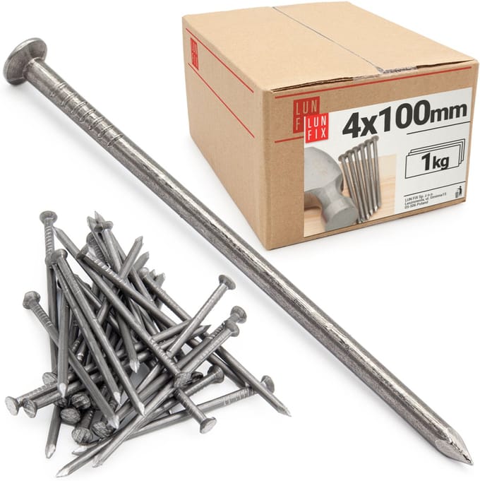 LUN FIX - Bouwspijkers 4x100 mm 4 inch - zwart - 1kg