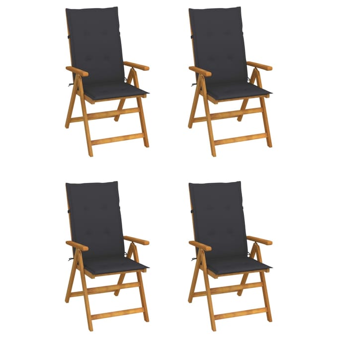 vidaXL - Inklapbare - stoelen - 4 - st - verstelbaar - met - kussens