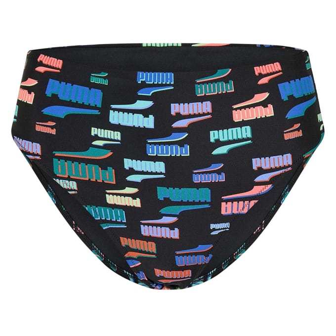Puma Dames All Over Logo Bikini Slip (Zwart/Multi)