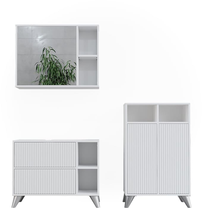Vicco Badkamermeubelset Leano, Wit, 3-delig