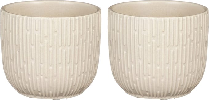 Mica Decorations - Plantenpot/bloempot - 2x stuks - keramiek - mat wit - D11/H9 cm
