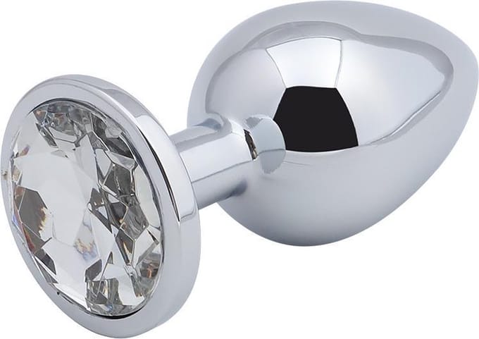 Banoch - Buttplug Aurora Clear  Large - Metalen buttplug - Diamant steen - Wit