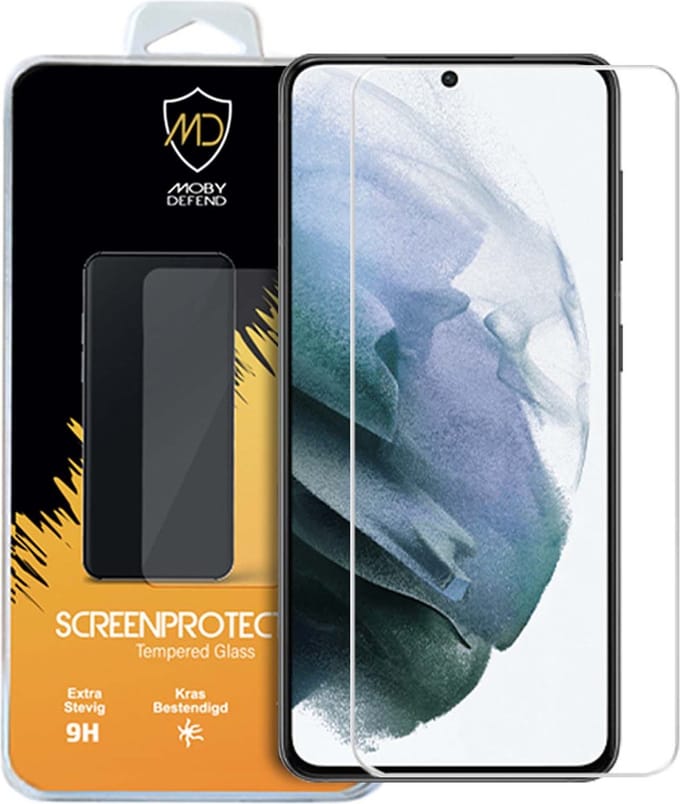 MobyDefend Screenprotector - Geschikt voor Samsung Galaxy S21 - Case-Friendly Screensaver - Gehard Glas