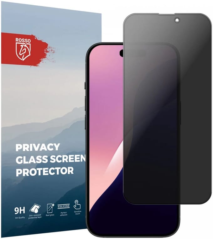 Rosso Privacy Screen Protector Geschikt voor de Apple iPhone 16 Pro - 9H Gehard Glas - Case Friendly Tempered Glass - Eenvoudige Installatie