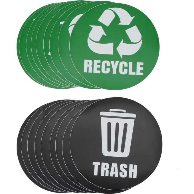 18 stuks Milieulabel Recycle Afval Decal Stickers Zelfklevend Waterdicht Afvalbak Decor white