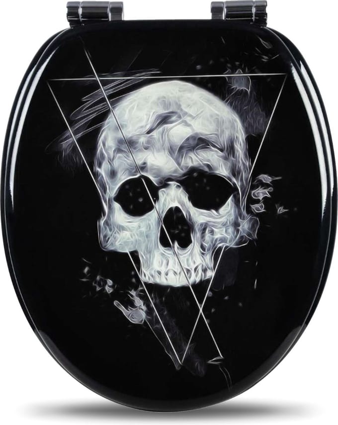 Bolt Edge Toiletbril - Skull print - Antibacterieel - Softclose - Universeel ontwerp