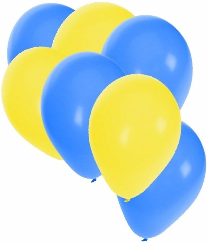 30x ballonnen in Oekrainse kleuren