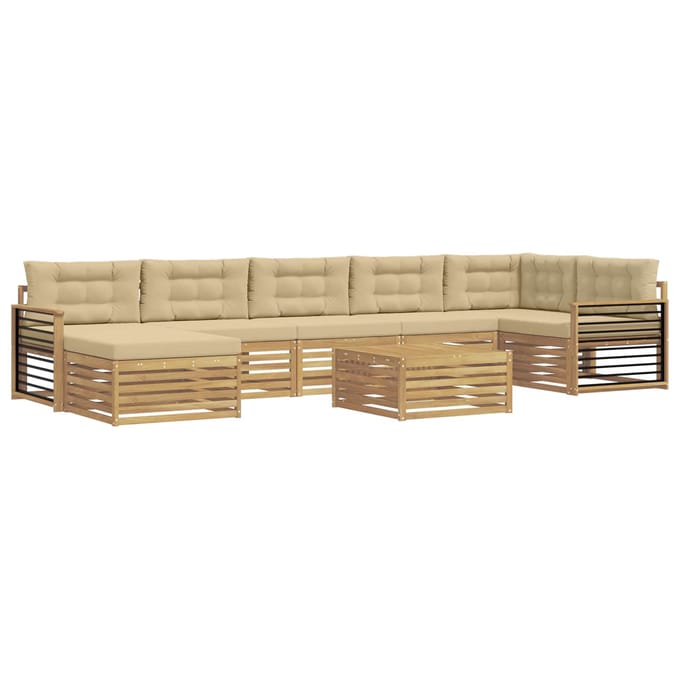 vidaXL - Buiten - bank - set - 8 - st - Wit - en - Beige