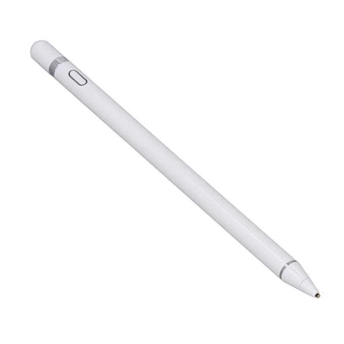 Stylet Capacitif Actif en Aluminium à Pointe Fine Stylet Tactile Universel Stylo Actif pour Tablettes IOS pour Android blanc
