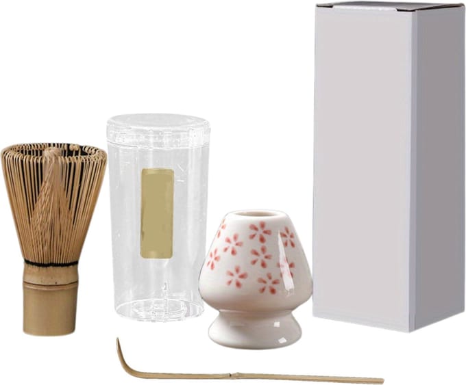 Nivard Matcha Set - Starterkit - Klopper - Matcha Thee Set - Matcha Whisk - 3 stuk - Wit