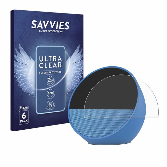 Savvies - Screenprotector voor Amazon Echo Spot 2024 - Folie Beschermfolie transparant 6 Stuks