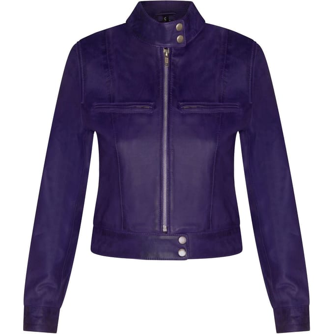 Dames effen leren motorbikerjack-Braga