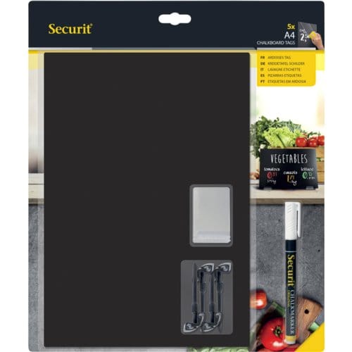 Securit® dubbelzijdige A4-krijtbordkaartjes in zwart