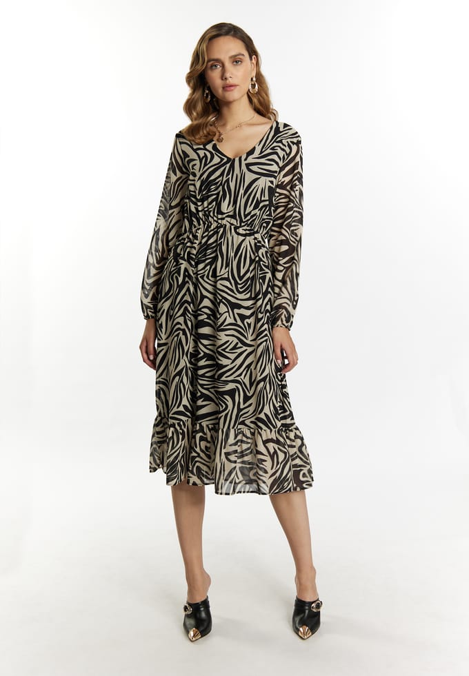 Faina Jurkje met zebraprint Dames beige/ zwart