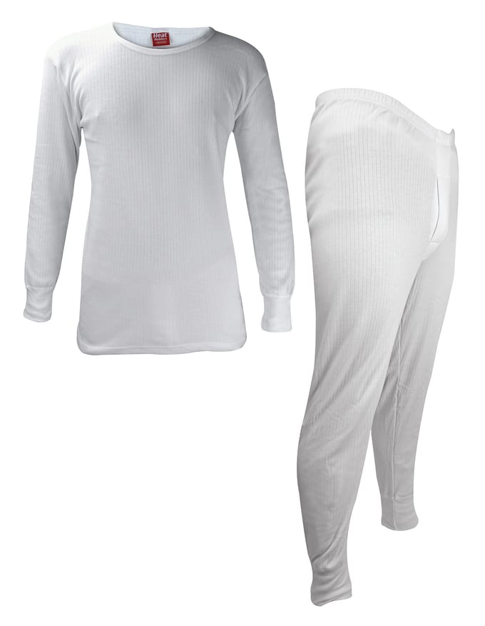 Heat Holders - Heren Lange Mouw Thermisch Ondergoed Set - Top & Lange Johns - Wit
