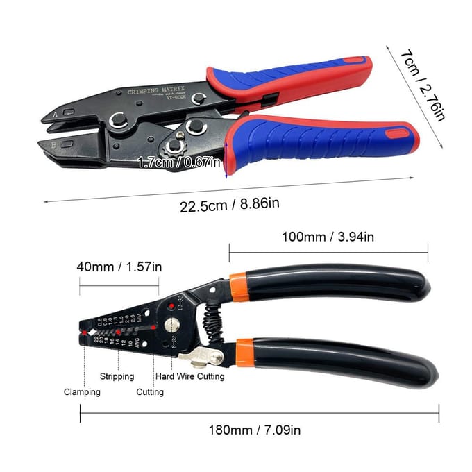 Quick Change Krimpgereedschapset met doos Multifunctionele rateldraadstripper Kabelterminal 7 PCS veelkleurig