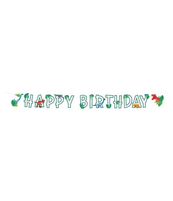 Letterslinger Happy Birthday | Thema: Dino | Lengte: 3 meter | Kleur: Groen