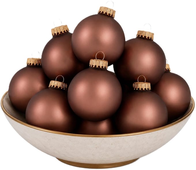 Krebs Kerstballen - 16x - 7 cm - kokosnoot bruin - glas - kerstboomversiering