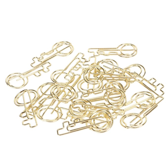 40 STUKS Paperclip Unieke Sleutelvorm Draagbaar Herbruikbaar Schattig Uiterlijk Bureauaccessoires voor Kantoor Klaslokaal Familie beige