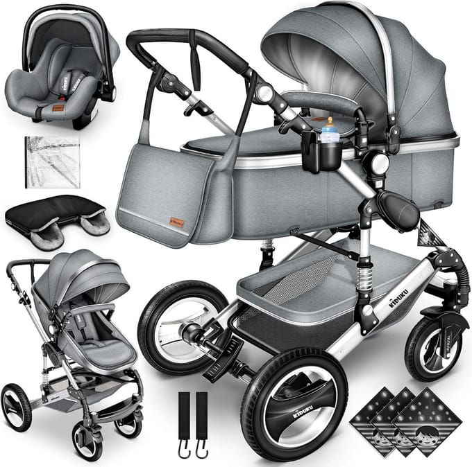 Kinderwagen Complete Set - Combi Wandelwagen - Baby Vervoer - 3-in-1 Functionaliteit - 87 x 65 x 112 cm