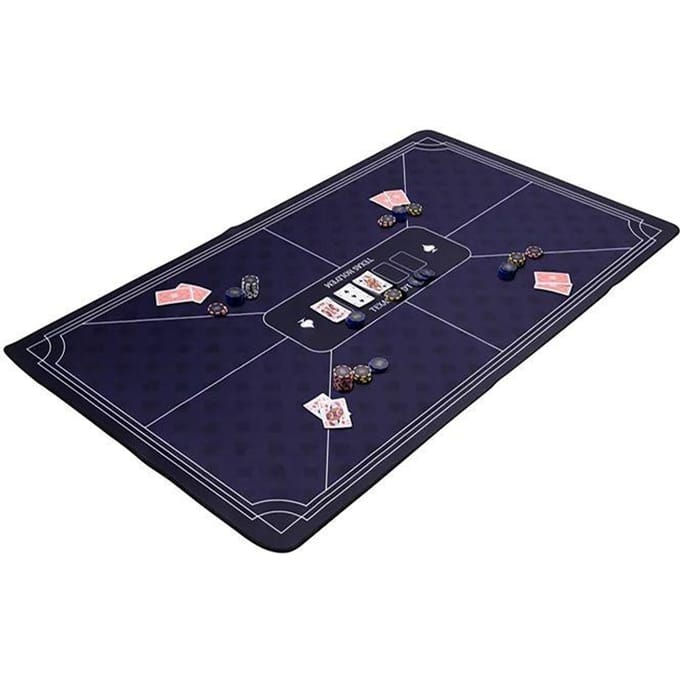 Pokerkleed Blauw 140x80 cm - Polyester & Rubber - Glad Speeloppervlak - Poker & Dobbel Accessoire - Engelhart