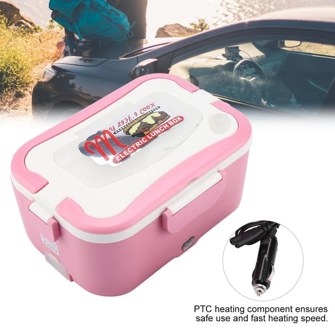1.5L Draagbare 12V/24V Auto Elektrische Verwarming Lunchbox Bento Voedselwarmer Container 12V pink