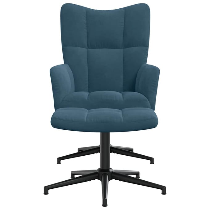 vidaXL - Relaxstoel - met - voetenbank - fluweel - blauw