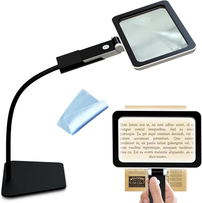 Vergrootglas met Verlichting - Loeplamp - Vergrootspiegel Led - Zwart