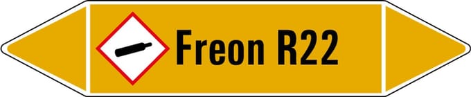 Freon R22 leidingmarkering op vel 252 x 52 mm - 3 per vel