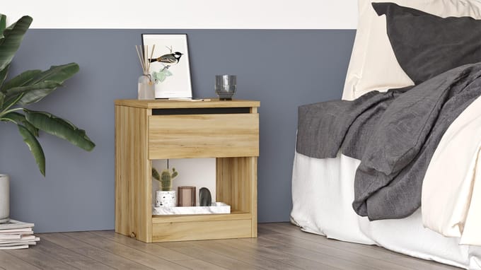 HowHomely LUVIO - Nachtkastje - Eiken - Laden - Melamine