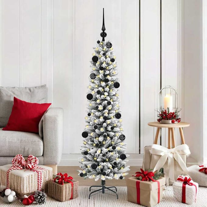 vidaXL - Kunstkerstboom - Wit - 150 - cm - PVC - en - Metaal - en - Plastic