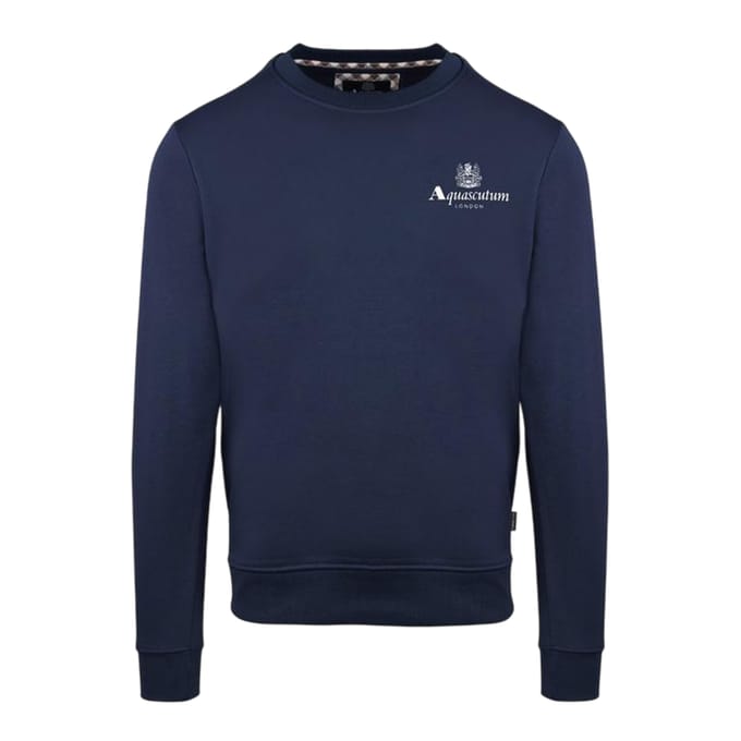 Aquascutum Heren Katoenmix geribbeld kraag Regular Sweatshirt (Marine)
