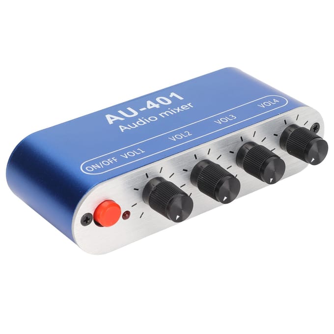 Mini Stereo Mixer 4 in 1 Uit Volume Aanpassing 3.5mm Geluidsselector Versterker voor PC Laptop blue