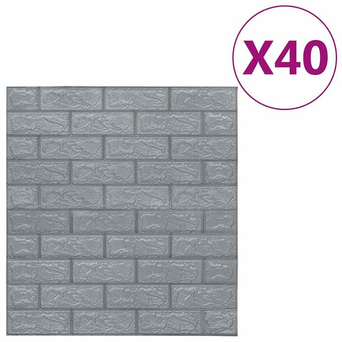 vidaXL 3D-behang zelfklevend 40 st bakstenen antracietkleurig