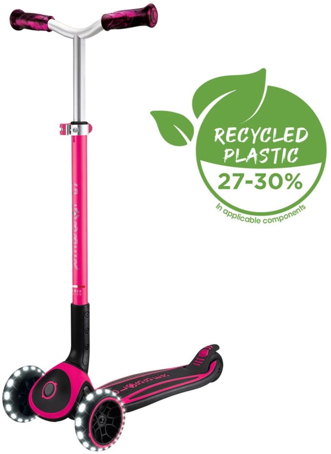 GLOBBER ACE LIGHTS fuchsia roze, met lichtgevende wielen