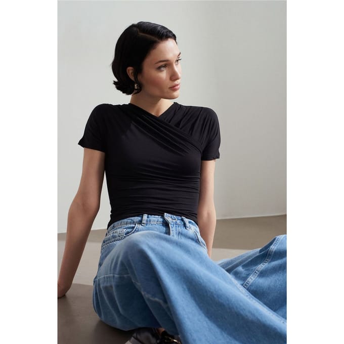 Slim Fit V-hals Jersey Blouse