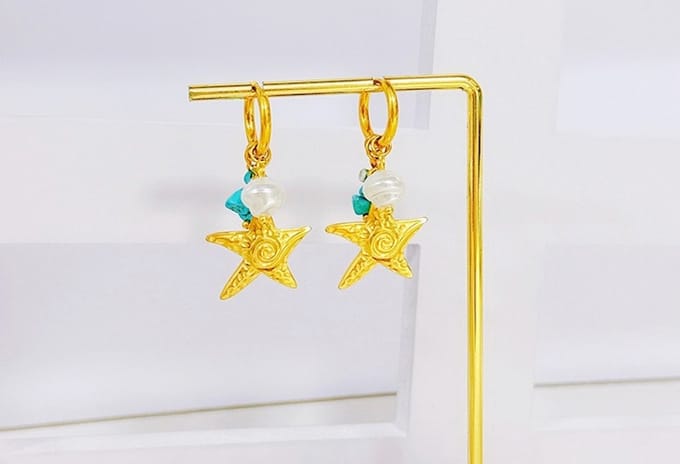 Ooring met ster 4977 Staal rvs unisex