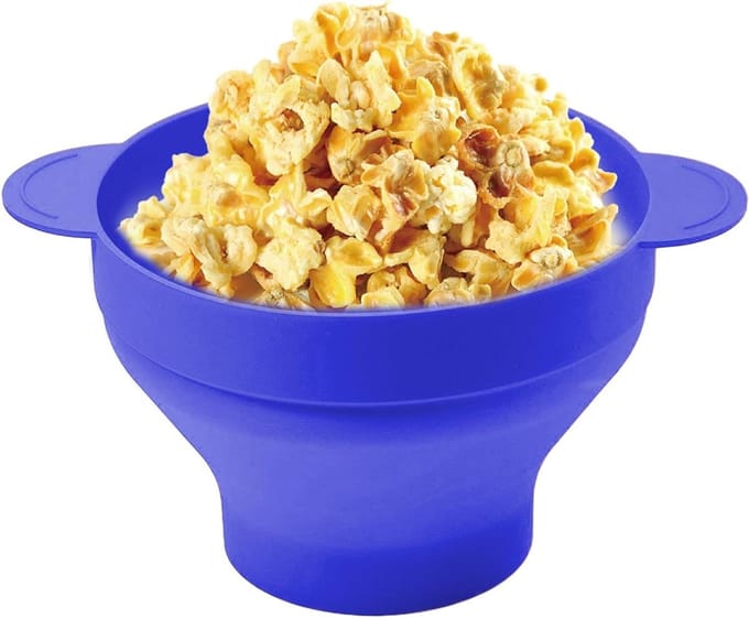 Popcorn Emmer - Snack Kom - Thuisbioscoop Snacks - Opvouwbaar Ontwerp - 24 cm Breed - Donkerblauw
