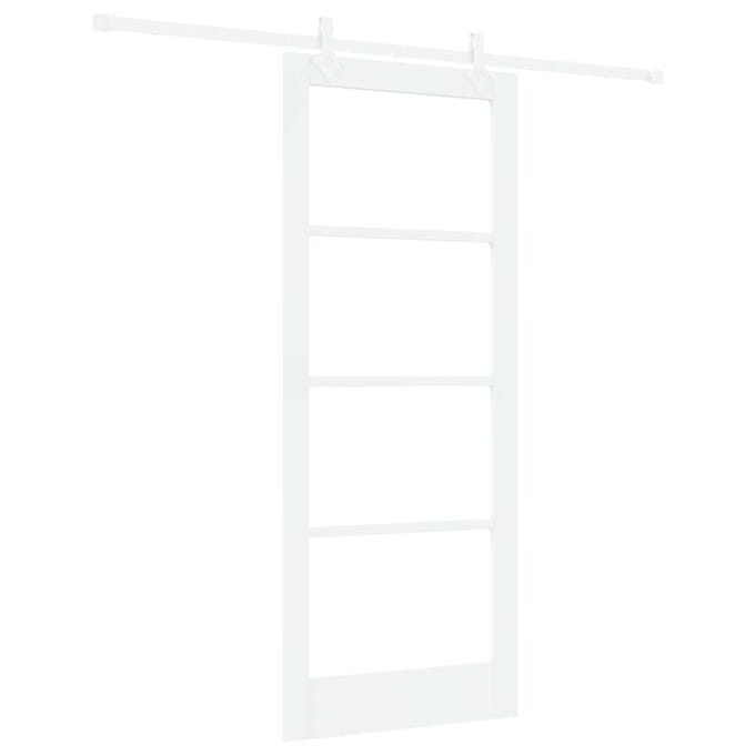 vidaXL - Schuifdeur - 83 - x - 202 - cm - Massief - grenenhout - en - glas - Wit