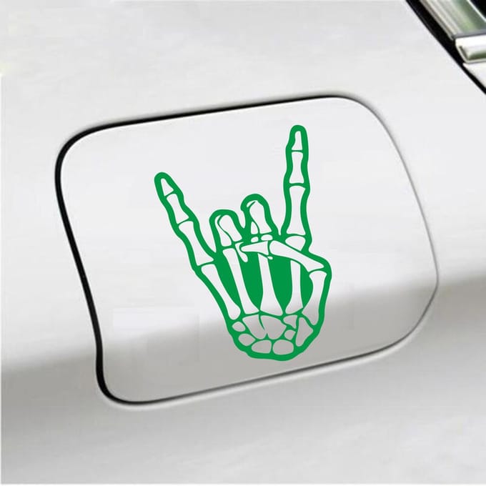Bumpersticker - Rock N Roll Skelet - 10 X 14,4 - Groen