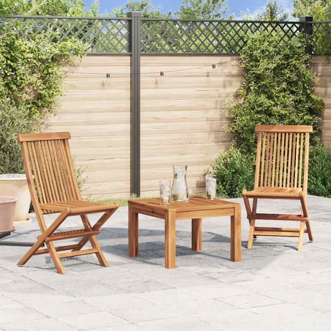 vidaXL - Inklapbare - stoelen - 2 - st - massief - teakhout