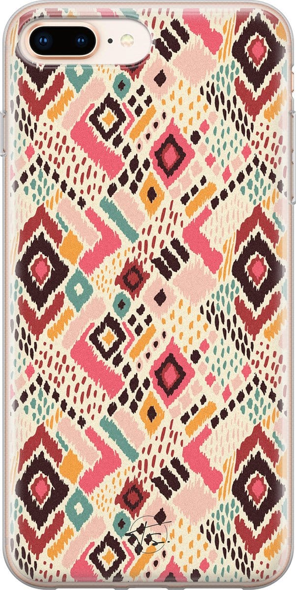 Hoesje geschikt voor iPhone 8 Plus - Boho vibes - Soft Case - TPU - Print - Multi - Mooie Telefoonhoesjes