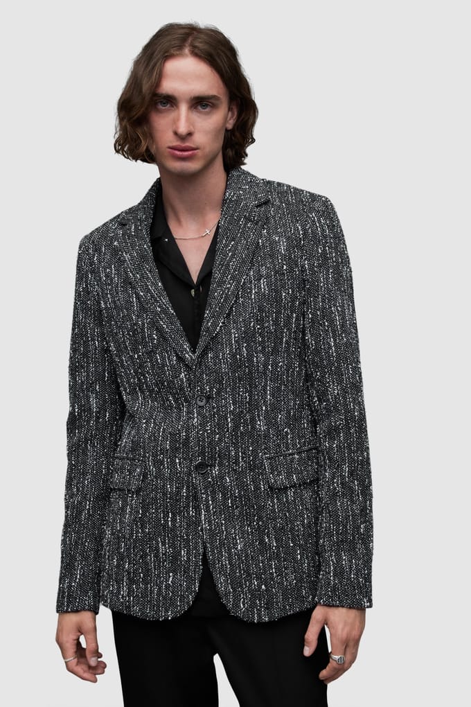 AllSaints Argyll Blazer Black/white Maat: 44 | Blazers Outlet | Heren | Zwart
